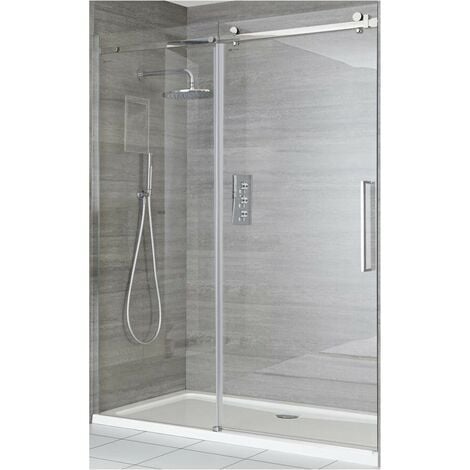 Milano Portland - 1200mm Chrome Reversible Wet Room Frameless Shower Enclosure Sliding Door - Door Only
