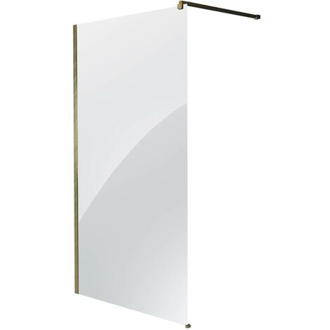 Milano Monet - Antique Brass Wet Room Shower Enclosure Screen  Profile and Support Arm - 1200mm (1/4)