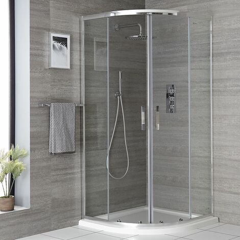 Milano Portland - Frameless Sliding Door Shower Enclosure - Choice of Sizes  and Side Panel