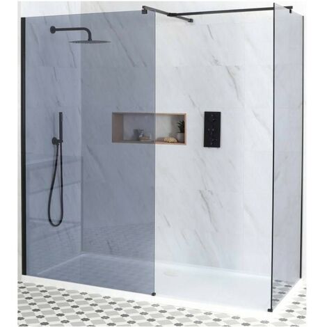 Milano Nero 800mm Wet Room Triple Sliding Shower Enclosure Door With 760mm Side Panel - Black