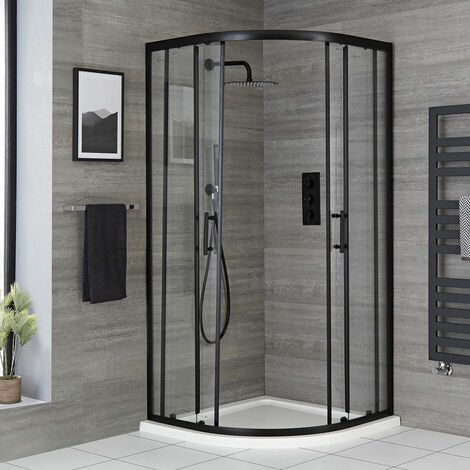 Milano Nero - Black Reversible Quadrant Shower Enclosure with White ...