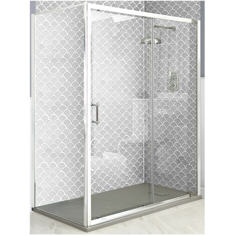 Milano Langley - Traditional Chrome Corner Sliding Door Shower Enclosure with Light Grey Slate Effect Tray and Fast Flow Waste - 1700mm x 900mm (1/5)