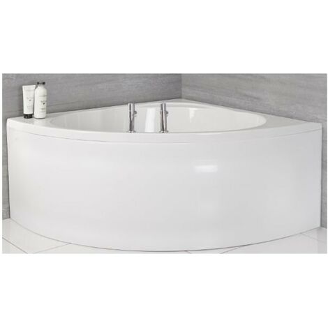 Milano Newby White Bathroom Reversible Corner Bath with Panel - 1350mm x 1350mm