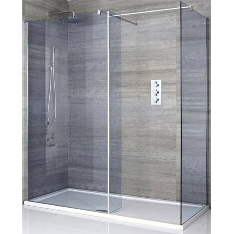 Milano Portland-Luna - Chrome Corner Walk In Frameless Wet Room Shower ...