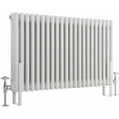 Milano Windsor White Cast Iron Style Horizontal Triple Column Radiator ...