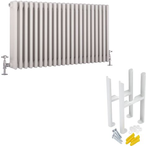 Milano Windsor White Cast Iron Style Horizontal Four Column Radiator with Feet - 600mm x 1010mm (1/5)