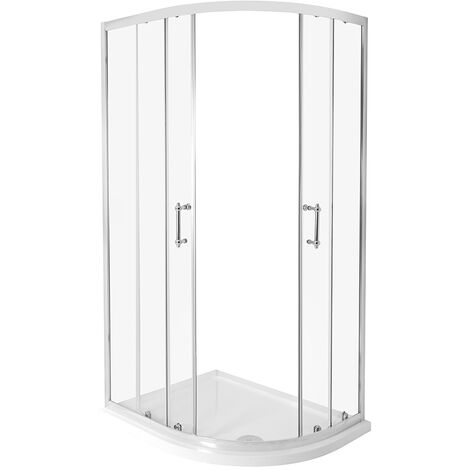 Milano Langley Chrome Right Hand Quadrant Shower Enclosure with White Tray and Fast Flow Waste - 900mm x 760mm (1/5)