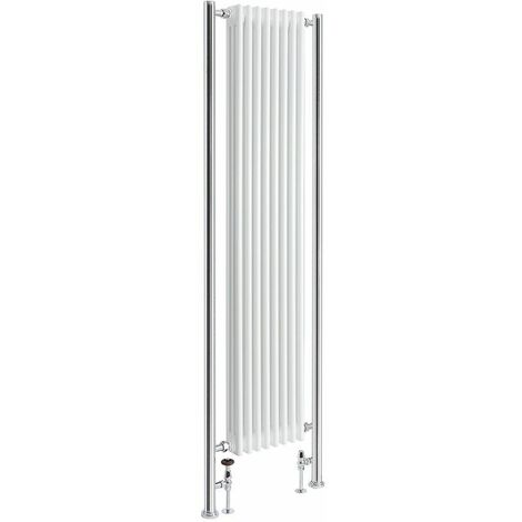 Milano Windsor White Vertical Triple Column Cast Iron Style Radiator with Chrome Extension Pipes - 2030mm x 545mm (1/5)