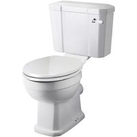 Milano Richmond - White Ceramic Traditional Close Coupled Bathroom Toilet Pan WC and Cistern with Chrome and White Flush Lever Handle and Soft Close Seat
