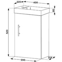 Milano Lurus - Oak 400mm Compact Wall Hung Bathroom Cloakroom Vanity Unit with Basin