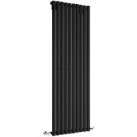 Milano Aruba - Modern Black Vertical Column Single Panel Designer Radiator – 1600mm x 590mm