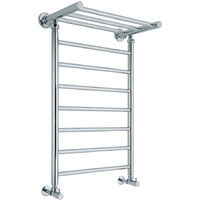 Milano Pendle Chrome Ladder Style Heated Towel Rail Radiator with Heated Shelf - 794mm x 532mm