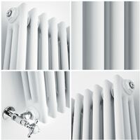Milano Windsor - 600mm x 1010mm Traditional Cast Iron Style Triple Column Horizontal Radiator – White