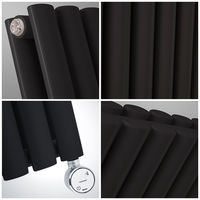Milano Aruba Slim Electric - 1780mm x 236mm Modern Vertical Column Double Panel Designer Radiator - Black