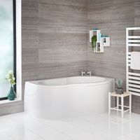 Milano - White Modern Bathroom Right Hand Corner Bath with Panel - 1500mm x 1000mm