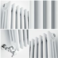 Milano Windsor - 1500mm x 470mm Traditional Cast Iron Style Triple Column Vertical Radiator – White