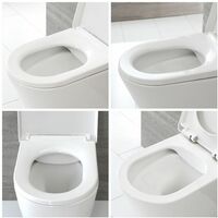 Milano Ballam - White Ceramic Modern Bathroom Wall Hung Rimless Toilet WC and Soft Close Seat