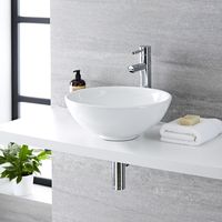 Milano Irwell - Modern White Ceramic Round Countertop Bathroom Basin Sink – 400mm