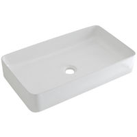 Milano Rivington - Modern White Ceramic Rectangular Countertop Bathroom Basin Sink - 600mm x 340mm
