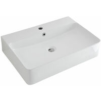 Milano Farington - Modern White Ceramic 600mm x 420mm Rectangular Countertop Bathroom Basin Sink and Mono Basin Mixer Tap