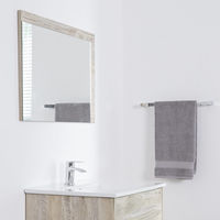 Milano Bexley - Modern 700mm x 500mm Wall Hung Bathroom Mirror with Light Oak Frame