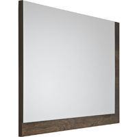 Milano Bexley - Modern 700mm x 500mm Wall Hung Bathroom Mirror with Dark Oak Frame