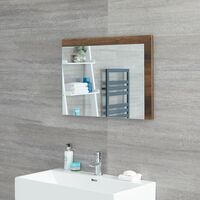 Milano Bexley - Modern 700mm x 500mm Wall Hung Bathroom Mirror with Dark Oak Frame
