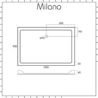 Milano Lithic – White Low Profile Rectangular Shower Tray – 1000mm x 900mm