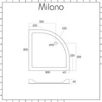 Milano Lithic – White Low Profile Quadrant Shower Tray – 800mm x 800mm