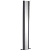 Milano Icon - Modern Anthracite Vertical Column Double Panel Designer Radiator with Integral Full Length Mirror – 1800mm x 265mm