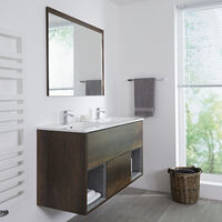 Milano Bexley – Dark Oak 1210mm Bathroom Vanity Unit with Double Basin
