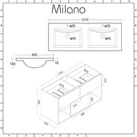 Milano Bexley – Dark Oak 1210mm Bathroom Vanity Unit with Double Basin
