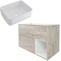 Milano Bexley – Light Oak 1000mm Bathroom Vanity Unit with Rectangular Countertop Basin