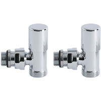 Milano – Modern Chrome Angled Heated Towel Rail Radiator Valves with 15mm Copper Eurocone Adapter – Pair