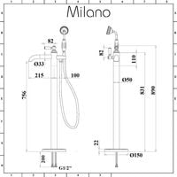 Milano Elizabeth - Traditional Lever Freestanding Lever Bath Shower Mono Mixer - Brushed Gold