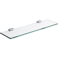 Milano Arvo - Modern Wall Mounted Bathroom Glass Shelf with Square Chrome Brackets - 500mm Length