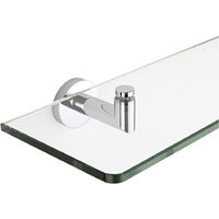 Milano Mirage - Modern Wall Mounted Bathroom Glass Shelf with Chrome Brackets - 500mm Length