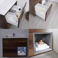 Milano Bexley – Dark Oak 610mm Bathroom Vanity Unit with Basin - with LED Light
