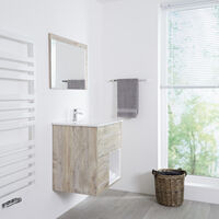 Milano Bexley – Light Oak 610mm Bathroom Vanity Unit with Basin - with LED Light