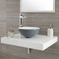 Milano Altcar - Modern Stone Grey Ceramic 280mm Round Countertop Bathroom Basin Sink