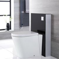 Milano Arca - Black 504mm Bathroom Toilet WC Unit with Back to Wall Pan, Cistern and Soft Close Seat