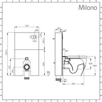 Milano Arca - Black 504mm Bathroom Toilet WC Unit with Back to Wall Pan, Cistern and Soft Close Seat