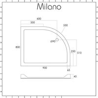 Milano Lithic – White Low Profile Left Hand Offset Quadrant Shower Tray – 900mm x 800mm