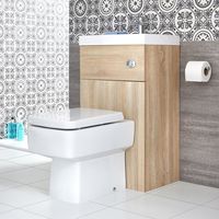 Milano Lurus - Oak Modern Square Bathroom Basin and Toilet WC Combination Unit - 502mm x 890mm