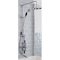 Milano Elizabeth - Traditional Grand Rigid Riser with 3 Outlet Exposed Triple Thermostatic Shower Valve, Round Shower Head, Hand Shower Handset & Bath Spout - Chrome & Black