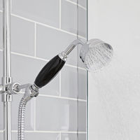 Milano Elizabeth - Traditional Grand Rigid Riser with 2 Outlet Twin Exposed Thermostatic Shower Valve, Round Shower Head & Hand Shower Handset - Chrome & Black