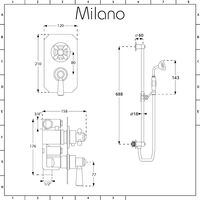 Milano Elizabeth - Traditional Twin Thermostatic Shower Valve & Riser Rail Kit with Hand Shower Handset&#44; Hose&#44; Slide Bar & Outlet Elbow - Brushed Gold