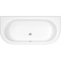 Milano Mellor - White Modern Bathroom Curved D-Shape Double Ended Bath and Panel - 1700mm x 800mm