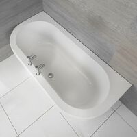 Milano Mellor - White Modern Bathroom Curved D-Shape Double Ended Bath and Panel - 1700mm x 800mm