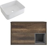 Milano Bexley – Dark Oak 1000mm Bathroom Vanity Unit with Rectangular Countertop Basin